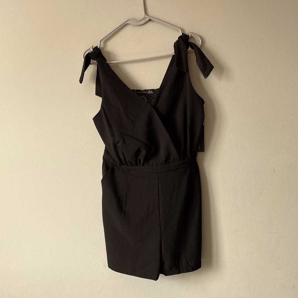 Black Lace Romper Tie Straps